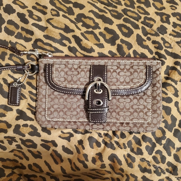 Coach Handbags - NWOT Authentic Coach Logo Wristlet with Pocket